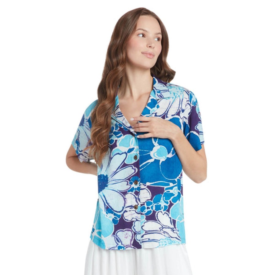 Women Jams World Print Top | Print Top - Cool Blue