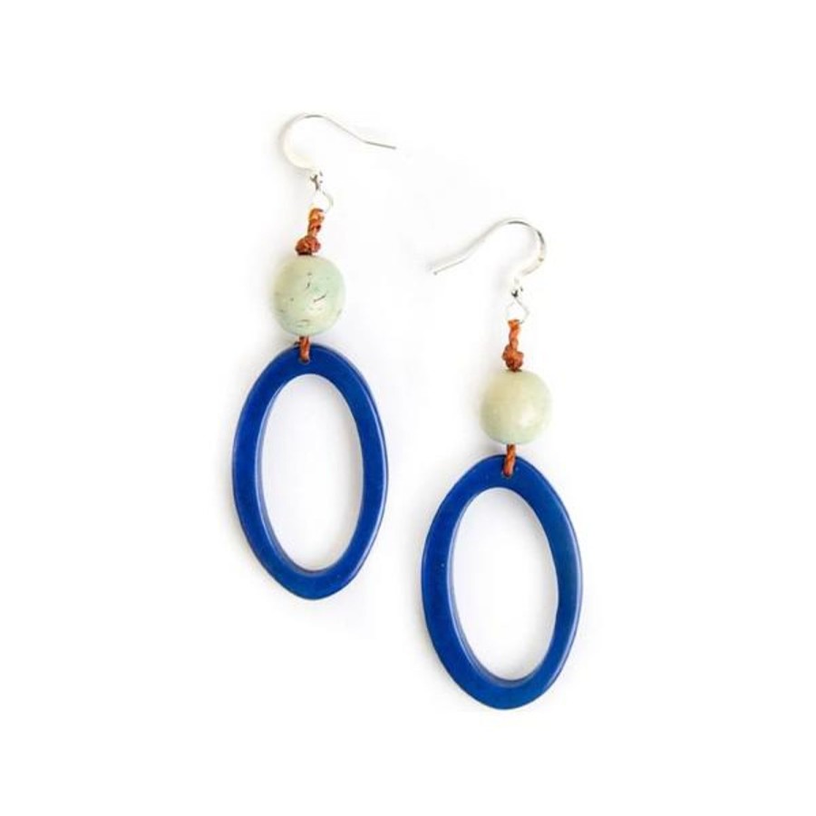 Women Jams World Jewelry | Tagua Nut Ava Earrings - Royal Blue/Celeste