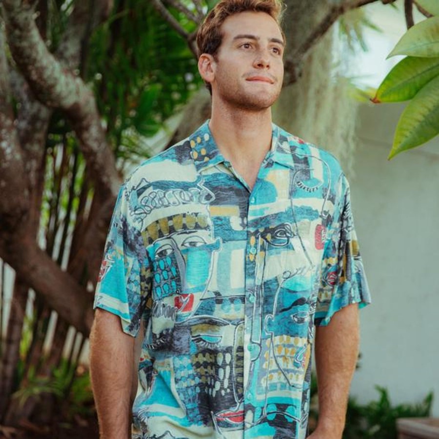 Men Jams World Retro Rayon Shirts | Men'S Retro Shirt - Visage Turquoise