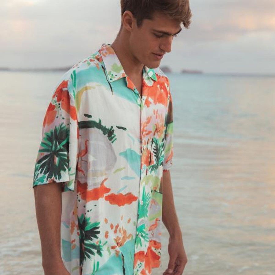 Men Jams World Retro Rayon Shirts | Men'S Retro Shirt - Flamingo Beach